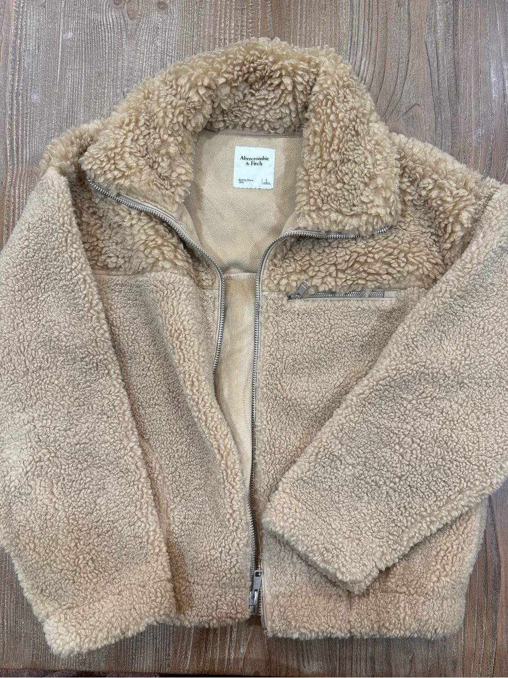 Abercrombie & Fitch Women’s Tan Sherpa Zip Jacket